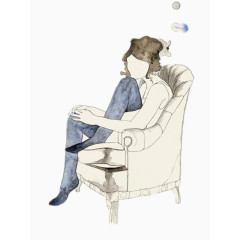 坐在沙发上失落的男人