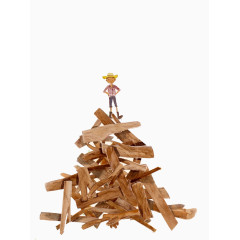 手绘牛仔火柴堆图