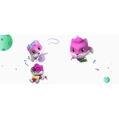 紫色卡通松鼠漂浮素材