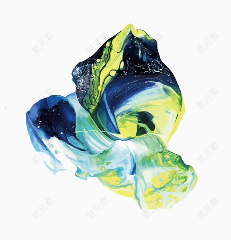 矢量油画蓝绿色块