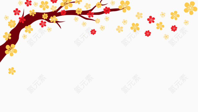 中国风红色梅花装饰素材图案