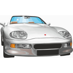 卡通手绘银色跑车