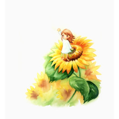 黄色卡通花朵装饰