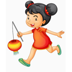 打着灯笼 的小孩子卡通