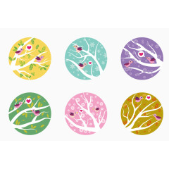 小鸟在树枝圆环