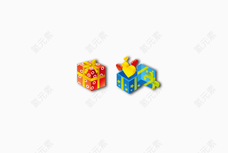 蓝红两色圣诞礼物盒