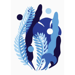 蓝色海藻和海草