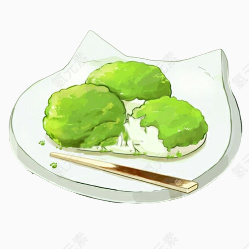 抹茶饭团手绘画素材图片