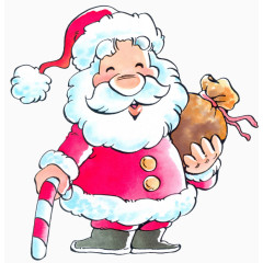 圣诞老人拿着礼物袋子