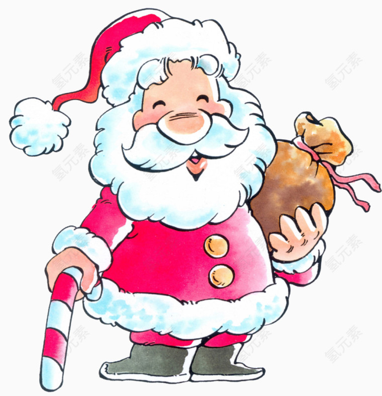 圣诞老人拿着礼物袋子