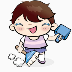 扫地的小男孩