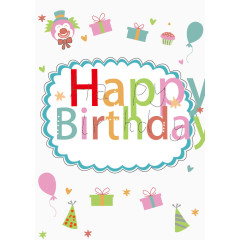 卡通生日快乐矢量素材