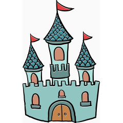 彩绘童话建筑元素矢量图
