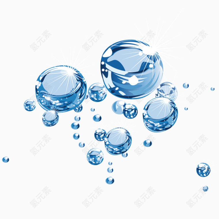 矢量动态升腾的蓝色水泡气泡