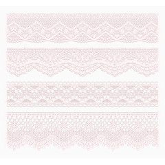 4款白色蕾丝花纹边条矢量图