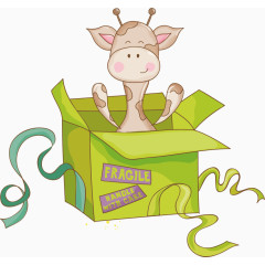 礼盒长颈鹿矢量卡通手绘素材