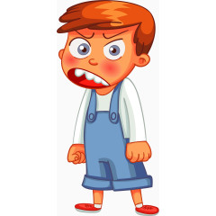 矢量手绘生气的小男孩