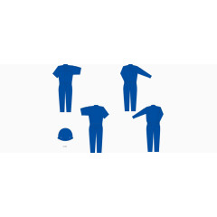 矢量扁平服装套装蓝色工装