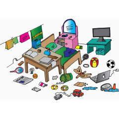 矢量脏乱的卧室