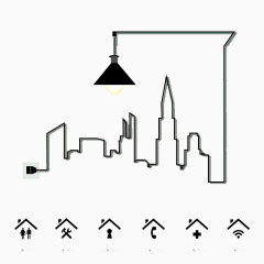 创意路灯房地产背景矢量素材