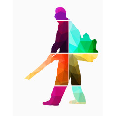 五彩环卫工人制服剪影