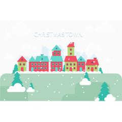 扁平和谐的圣诞小镇