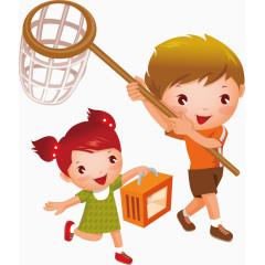 卡通玩耍的小朋友矢量图