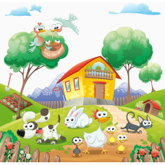 矢量手绘卡通家园