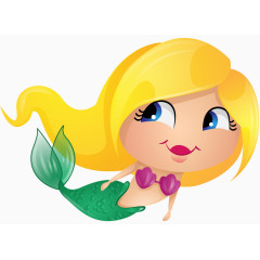 卡通手绘可爱金发美人鱼