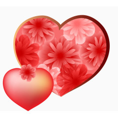 红色心形花朵图案