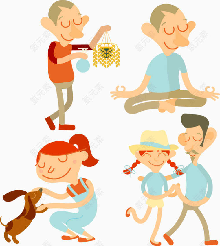 矢量卡通素材小人休闲慢生活素材