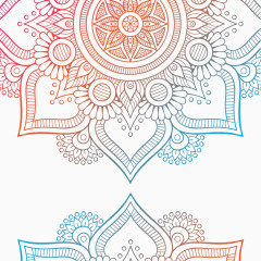 矢量丰富多彩的花曼荼罗