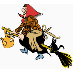 骑扫把的巫婆矢量