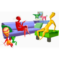 矢量手绘未来智能人家庭