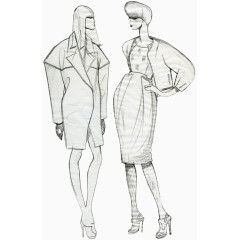 手绘创意时尚服装模特