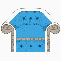 矢量蓝色单人沙发素材
