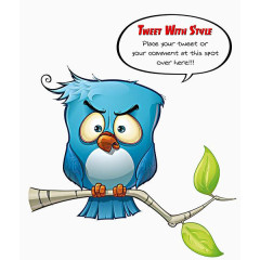 卡通树上思考的鸟