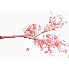 粉色心性花瓣树枝