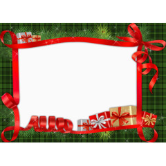 卡通绿色背景红色丝带相框