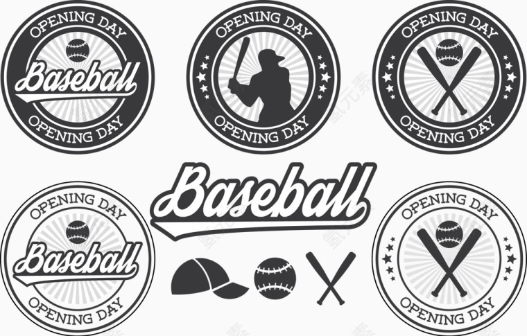 矢量棒球开幕日徽章