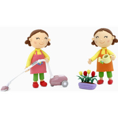 卡通家庭妇女黏土公仔图片