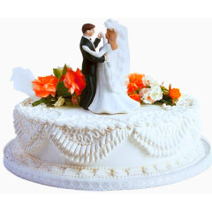 幸福新人装饰的蛋糕