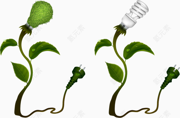 矢量节能灯与插头