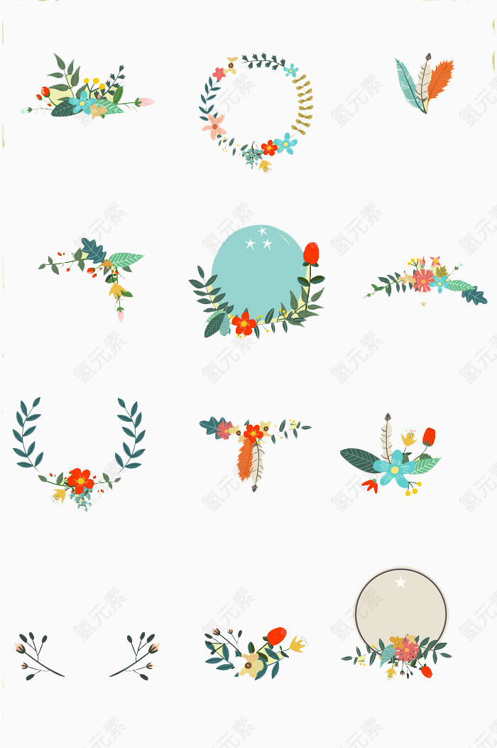 唯美淡雅花环矢量图素材