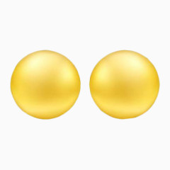 周大福光砂圆珠黄金耳钉
