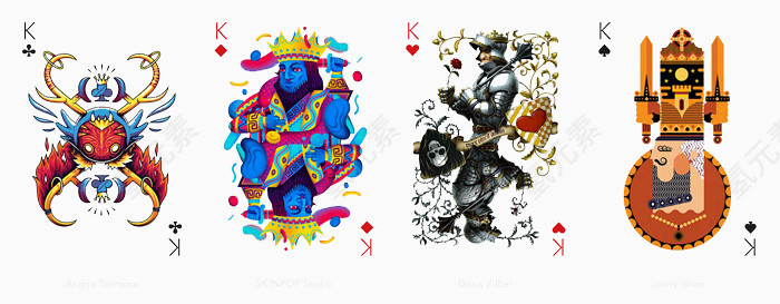 简约扑克牌插图设计