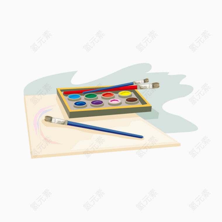矢量颜料盒和画笔