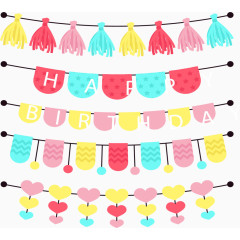 五彩聚会派对装饰彩旗