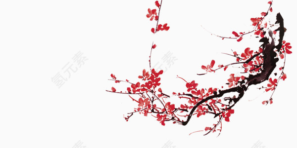 水墨风格油墨画梅花