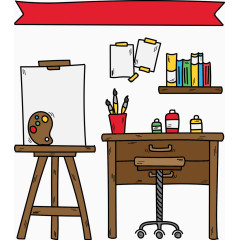 矢量桌子与绘画板